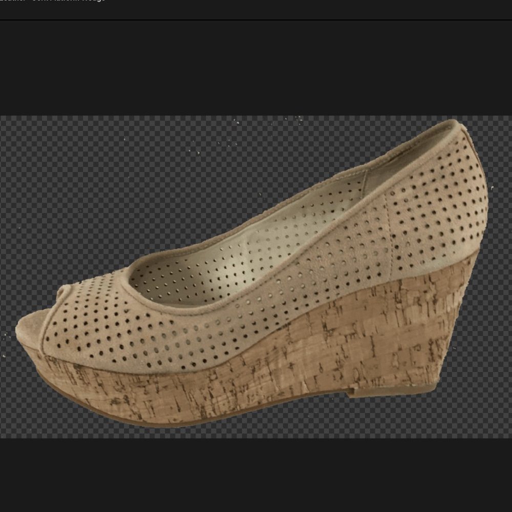 Womens's J.LITVACK  •• Stud •• Cork Platform Wedge- Nude Suede Leather